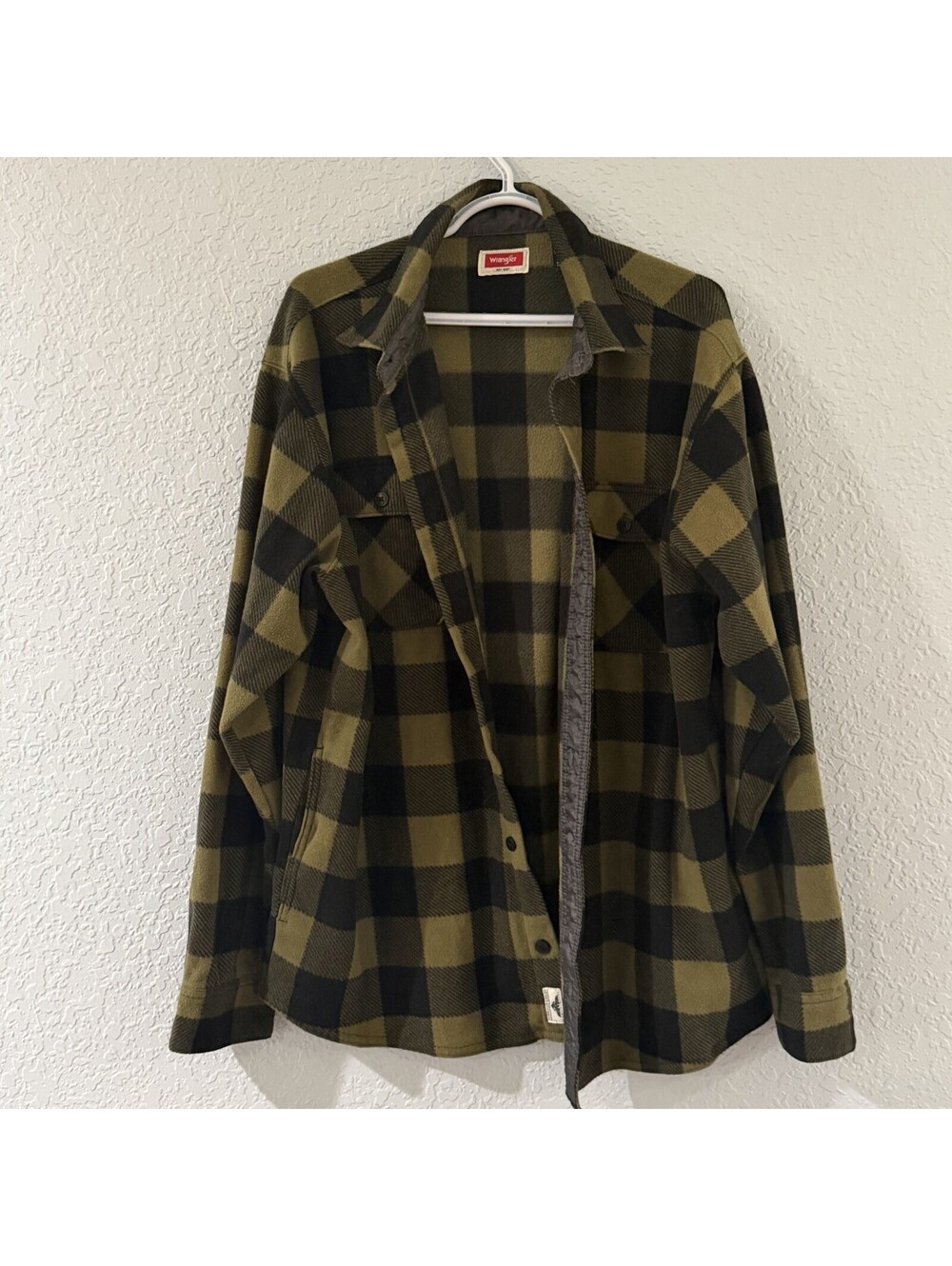 Wrangler Buffalo Plaid Fleece Shirt Jacket Shacket‎ Green Black Men’s XL